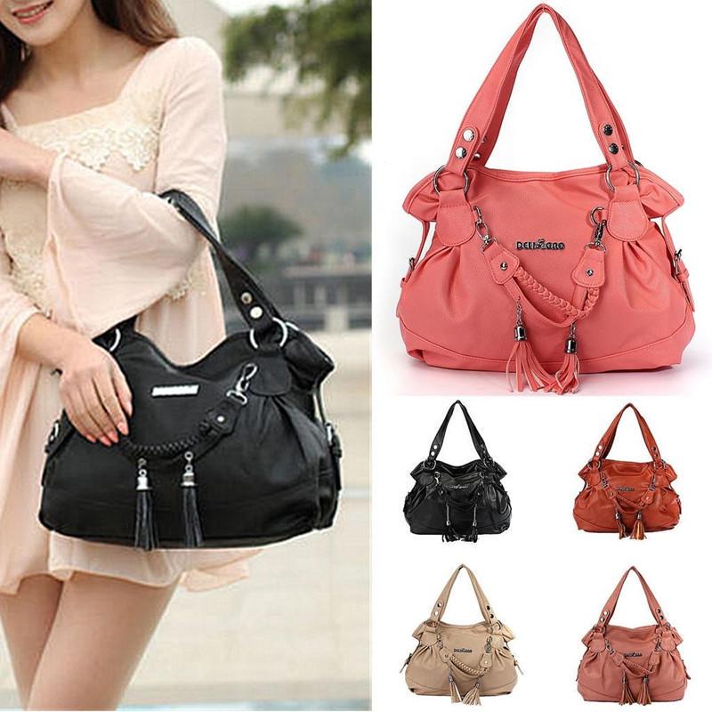 Yogodlns Women PU Leather Tassel Handbags Shoulder Bag Big Tote Purse New Fashion Messenger Bags