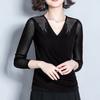 New Long-sleeved Mesh T-shirt for Women In Spring and Autumn, Women's V-neck Slim Top, Fashionable Inner Base Shirt