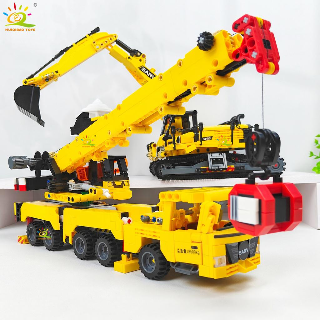 MOC Инженерный Грузовик Строительные Блоки Технический Экскаватор Кран Машина Автомобиль Кирпичики Городские Строительные Игрушки Для Детей