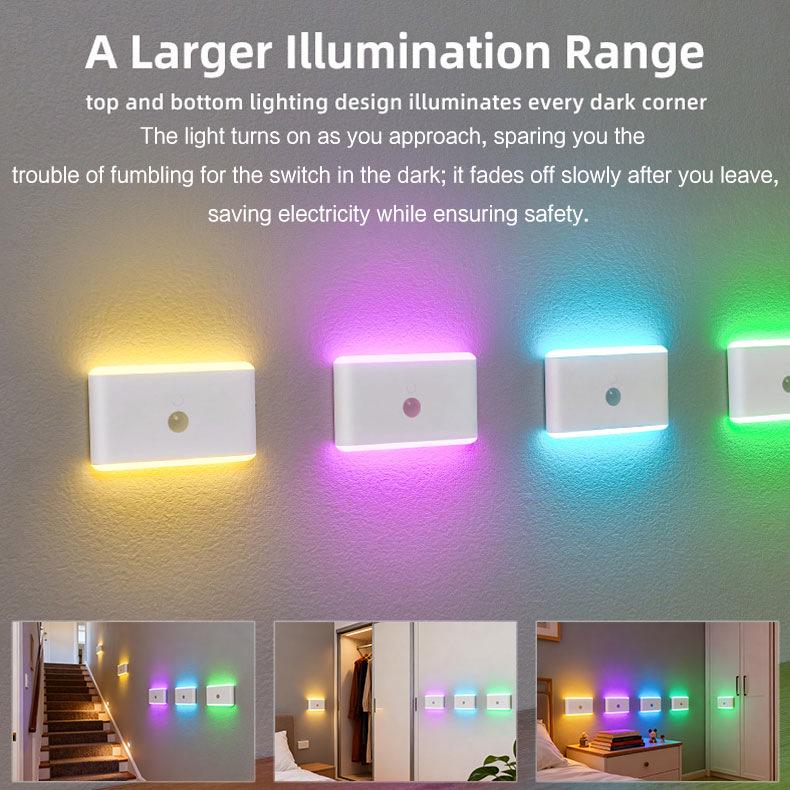 Перезаряжаемая RGB LED лампа с датчиком движения: Цветное магнитное амбиентное освещение для прихожих и коридоров