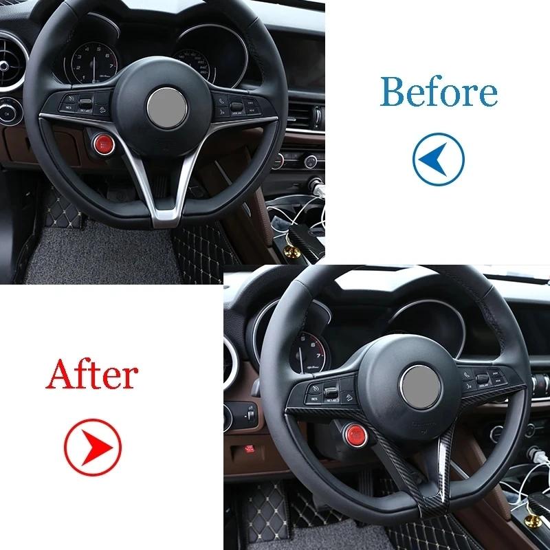 Декоративная накладка на руль автомобиля в стиле углеродного волокна, подходит для Alfa Romeo Giulia Stelvio 2017-авто