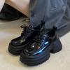 Platform Leather Shoes Women's Early Spring New British Shoes Muffin Small Height-Increasing Loafers