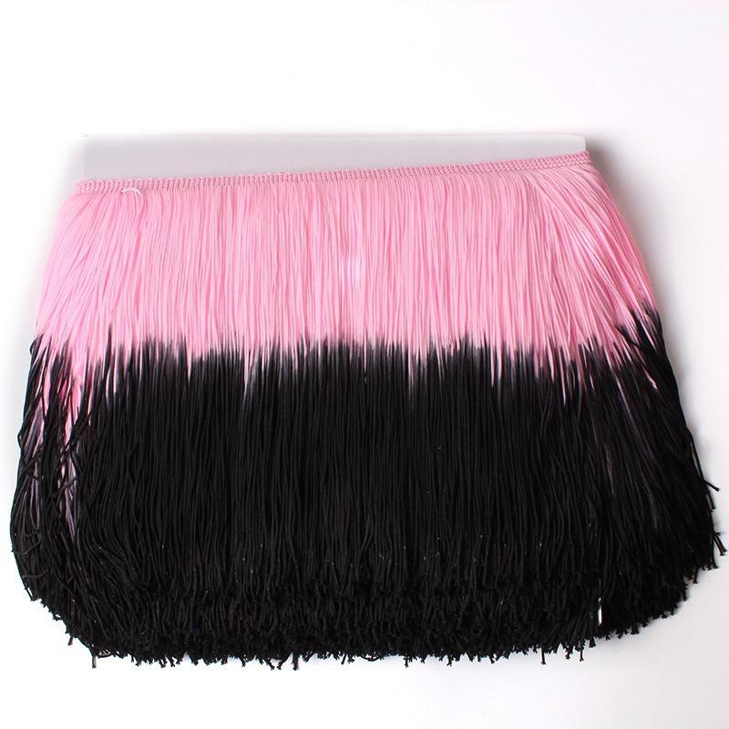 20Cm Gradual Change Color Nylon Row Beard Latin Dance Fringe Clothing Accessories Shape Vertical Row Beard Fringe Lace