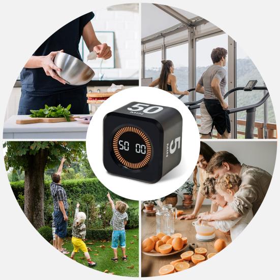 Цифровой кубический таймер Помодоро Визуальный таймер для учебы, фитнеса, обратного отсчета, продуктивности с технологией автопереворота, бесшумной работой, вибрацией