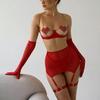 Сексуальный комплект нижнего белья Сексуальный Роскошный Эротический Комплект Прозрачное Нижнее Белье Женский Привлекательный Нагрудник Подвязки Романтический Ансамбль Наряд