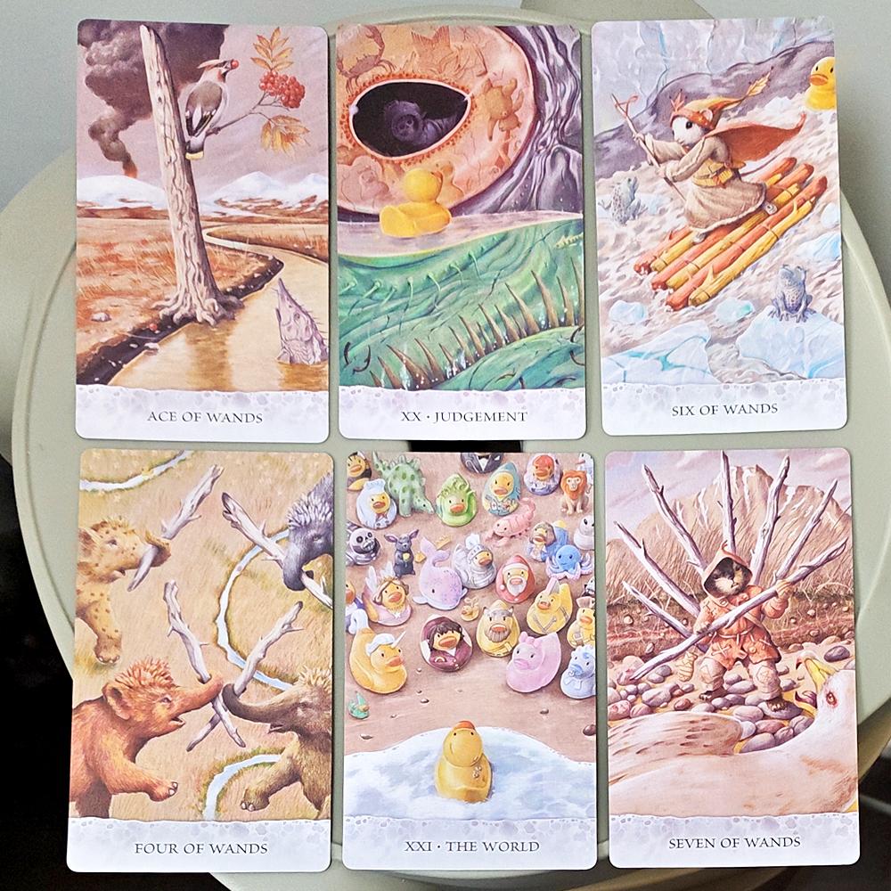 Tarot of Tides: The Adventures of A Duck Named Bob ― Unique 78-Card Tarot Deck 12*7cm in Rigid Box - Double-embossed Cardstock