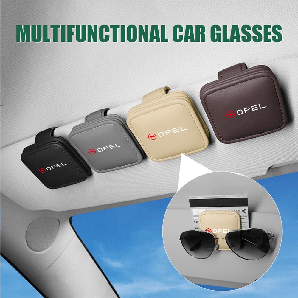 AAAYT1 Car Leather Glasses Clips Sun Visor Sunglasses Storage Fastener Accessories For Opel OPC Astra J K Insignia Corsa Car Valve Cap
