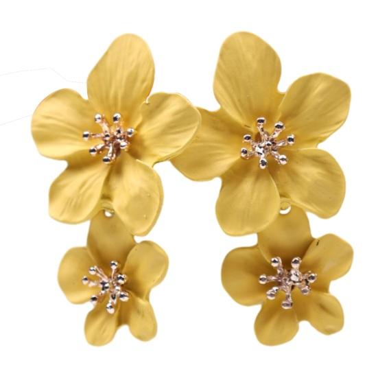 1 Pair Colorful Flower Stud Earrings Matte Bright Color Elegant Nonallergic Sweet Flower