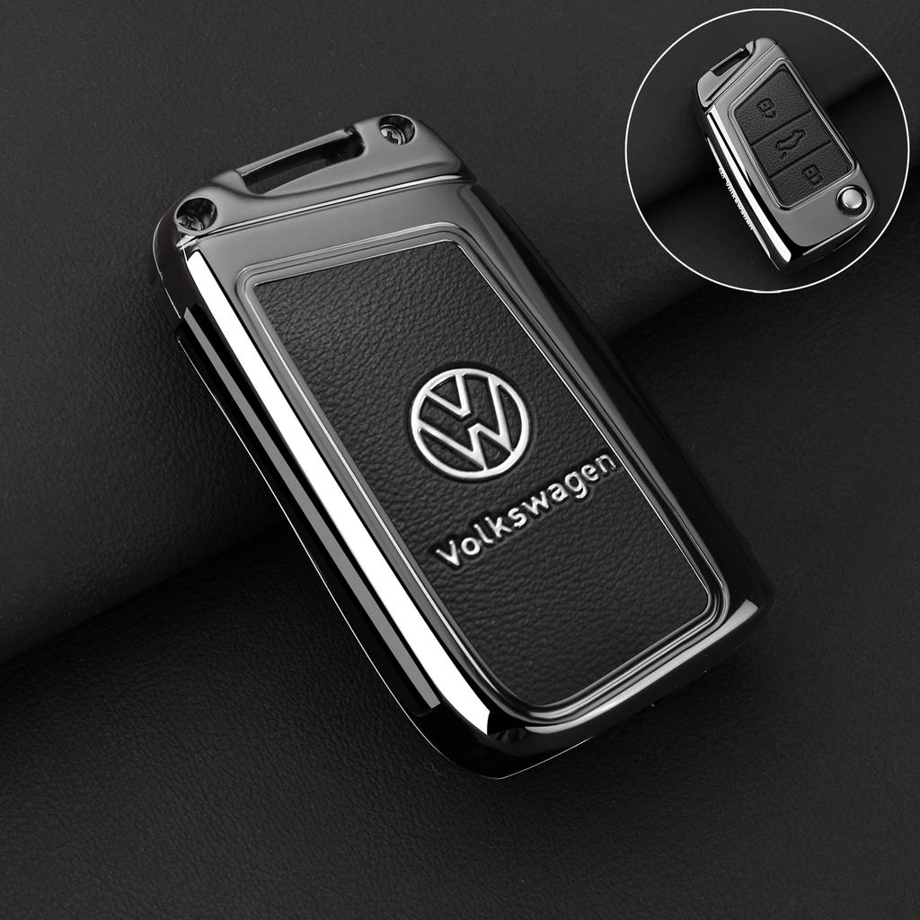 Для VW цинковый сплав Кожаный Чехол для Автомобильного Ключа Защитная Оболочка брелок для VW Volkswagen Golf 7 MK7 Tiguan MK2 T-roc T-cross Access