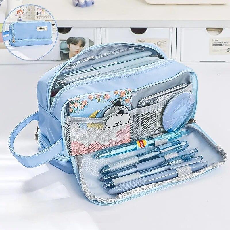 Pencil Bag for School Students with Large Capacity Multi-functional Pen Case Macaron Color Matching Cute Pencil Case