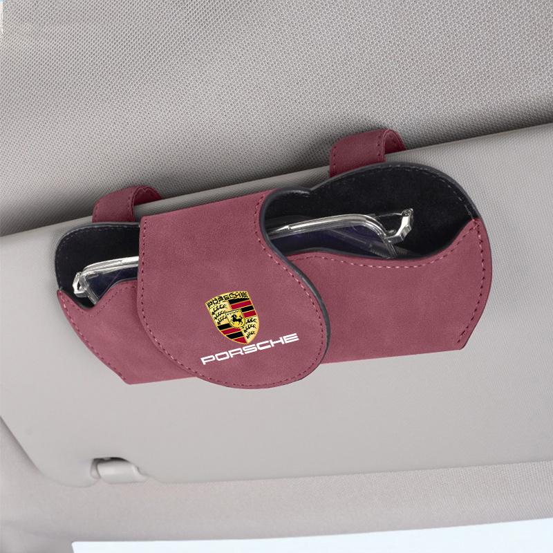 Автомобильный футляр для очков, ящик для хранения солнцезащитных очков на козырек для Porsche Cayenne Panamera Macan 911 718 Taycan Boxster Cayman 918 Аксессуар