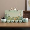 Company annual meeting gifts thousands of miles of Jiangshan Ru kiln travel tea set teapot souvenir portable Kung Fu Kuaike cup