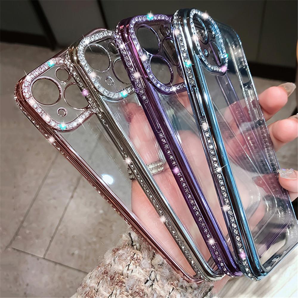 Роскошный чехол с бриллиантовым блеском для iPhone 16 15 11 12 13 14 Pro Max X XR XS 7 8 Plus, блестящий мягкий силиконовый чехол со стразами
