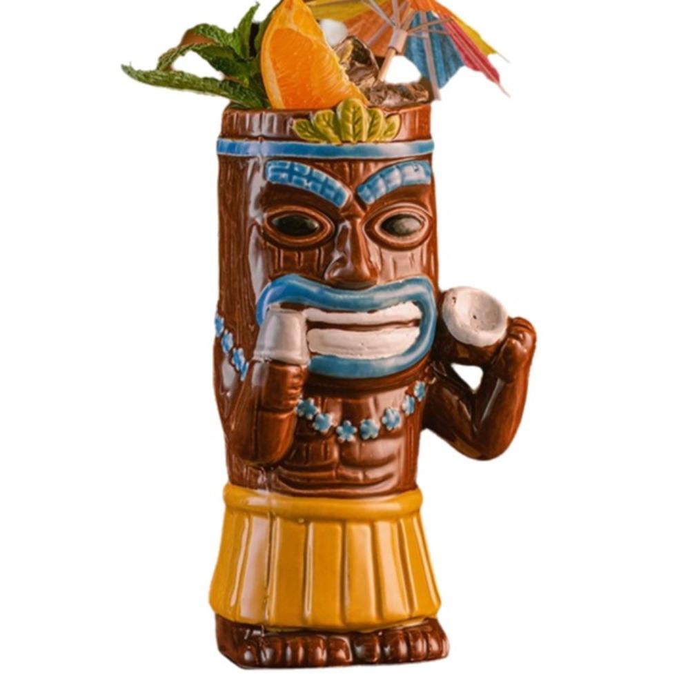 Ethnic Style Ceramic Tiki Mug Funny Beer Beverage Cup Creative Beach Theme Mug  Camp