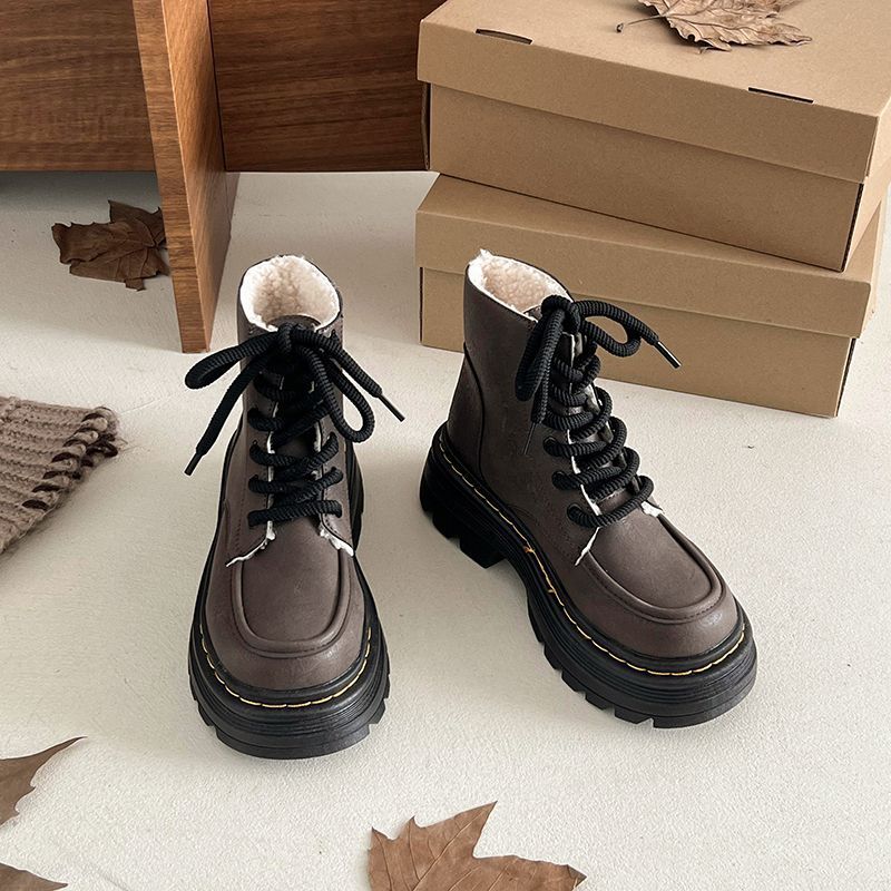 Retro Versatile Temperament Popular Cotton Boots Autumn and Winter New Thick-soled Fashion Small Short Boots Thick Heel Martin Boots Women's
