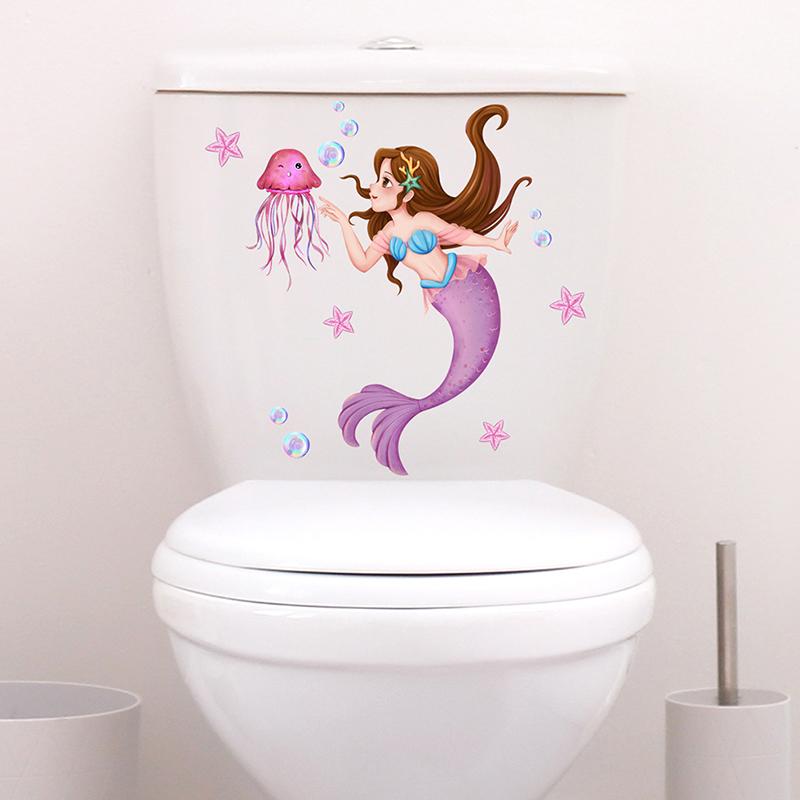 1PC Seabed Animals Toilet Sticker WC Self Adhesive Paintings Removable Bathroom Decal Decorative Room Decor Wall Stickers