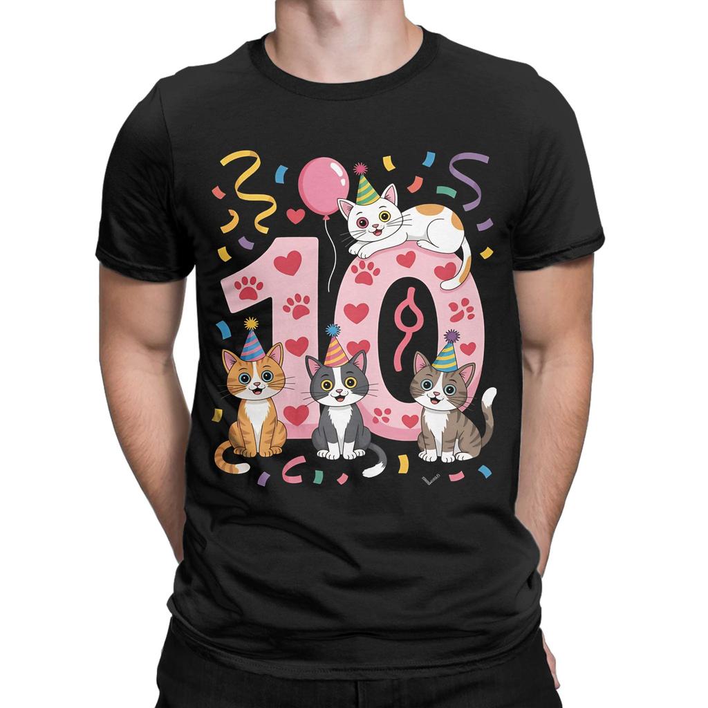 Vintage 2016 10th Birthday Girl Cute Cat Classic Funny Graphic 100% Cotton T-Shirt Tops Tees Fo