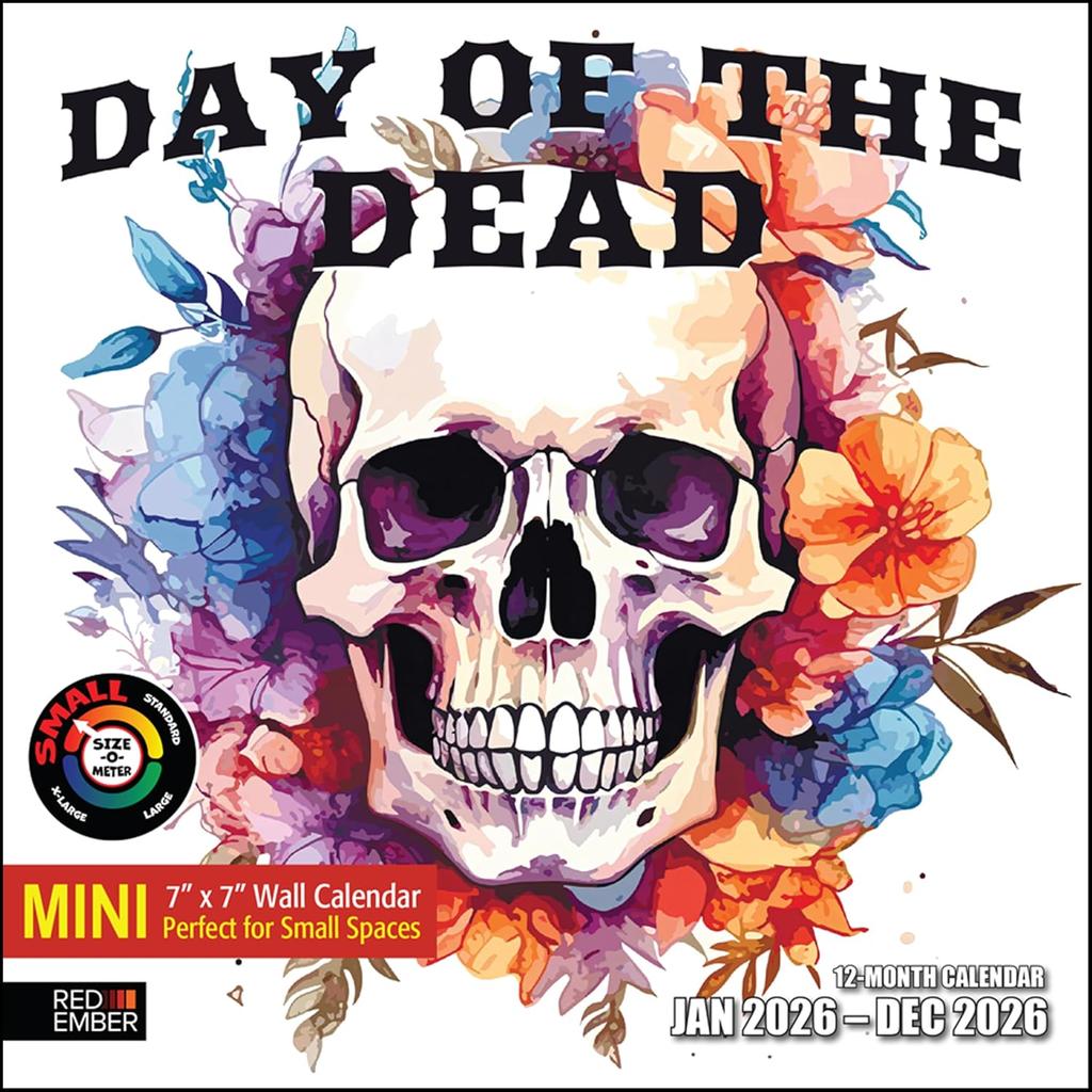 RED EMBER Day of the Dead 2026 Wall Calendar 12 Month | 12" x 24" Open | Thick & Sturdy Paper | Holiday Gift | Día de los Muertos Sugar Skull Art