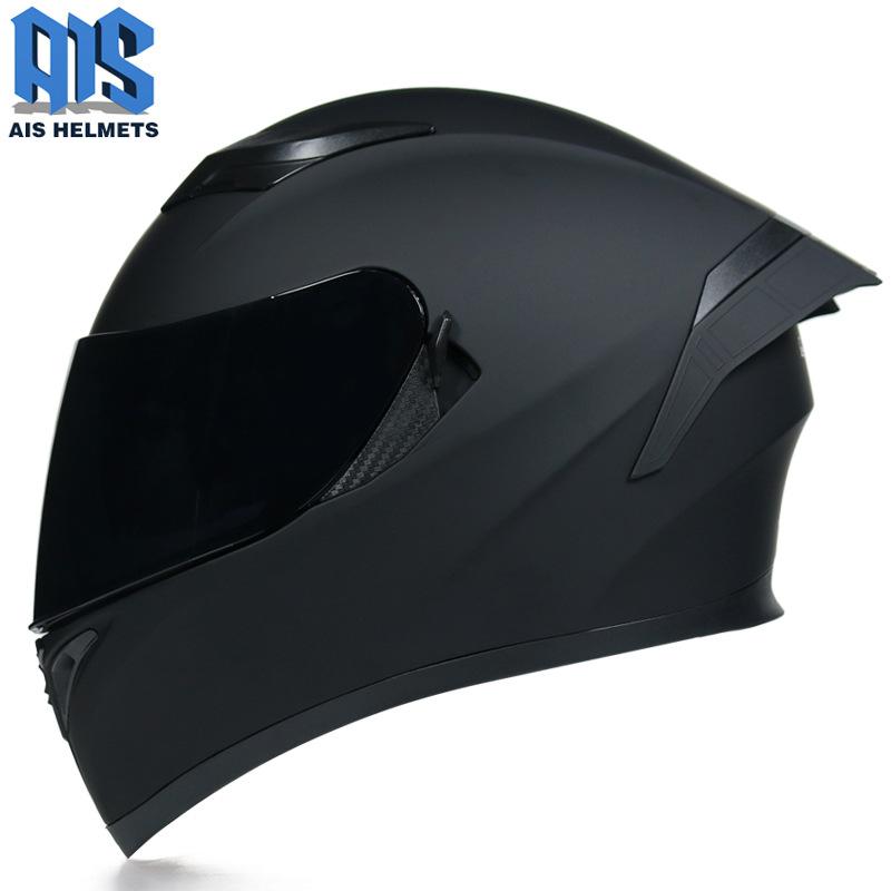 Aishi Men And Women's Electric Motorcycle Helmet Full Helmet Overlay Style Personalized Cool Rider Motorcycle With Bluetooth Horn