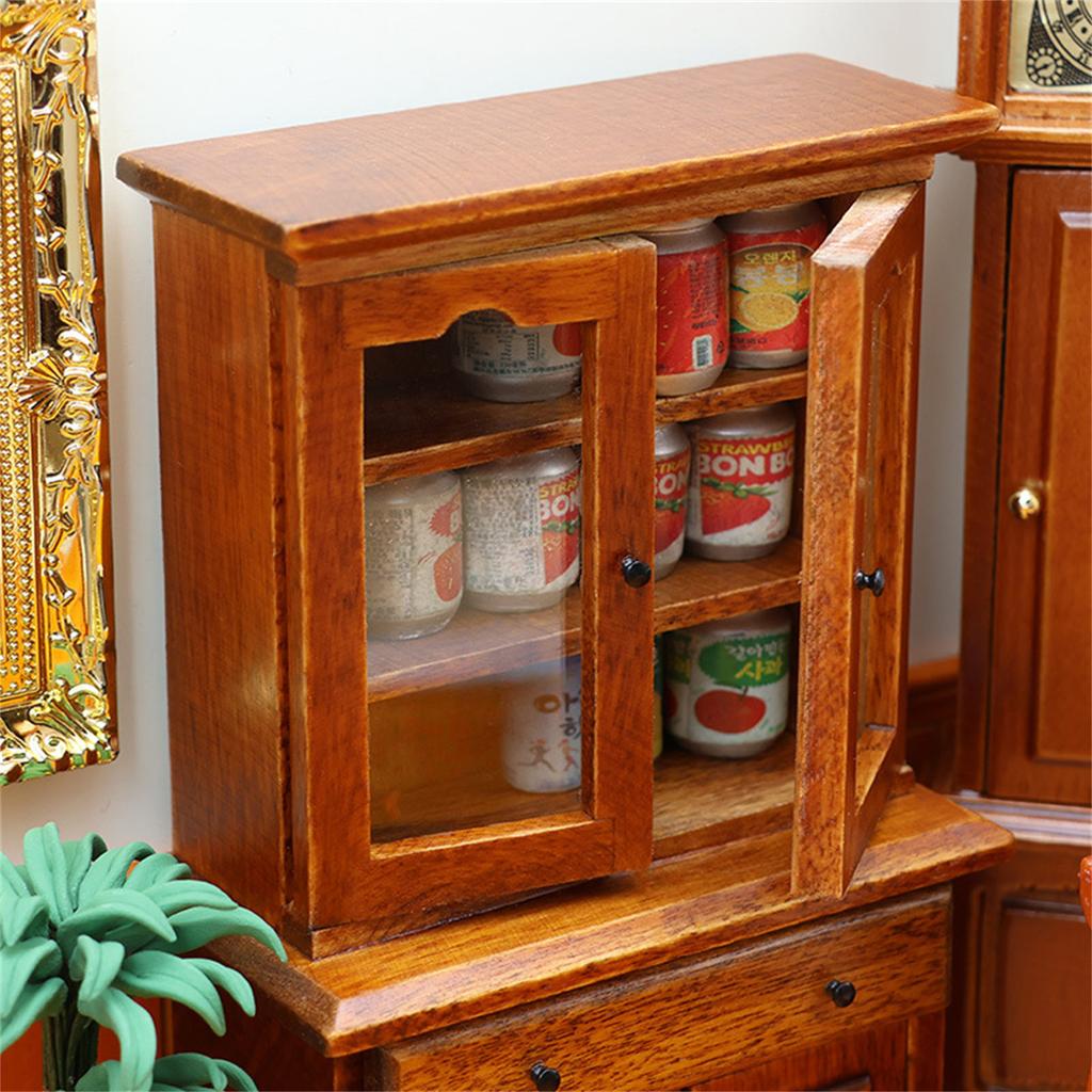 Миниатюрный кукольный домик в масштабе 1/12, винтажный декоративный шкаф для хранения, вертикальный книжный шкаф для демонстрации и украшения дома