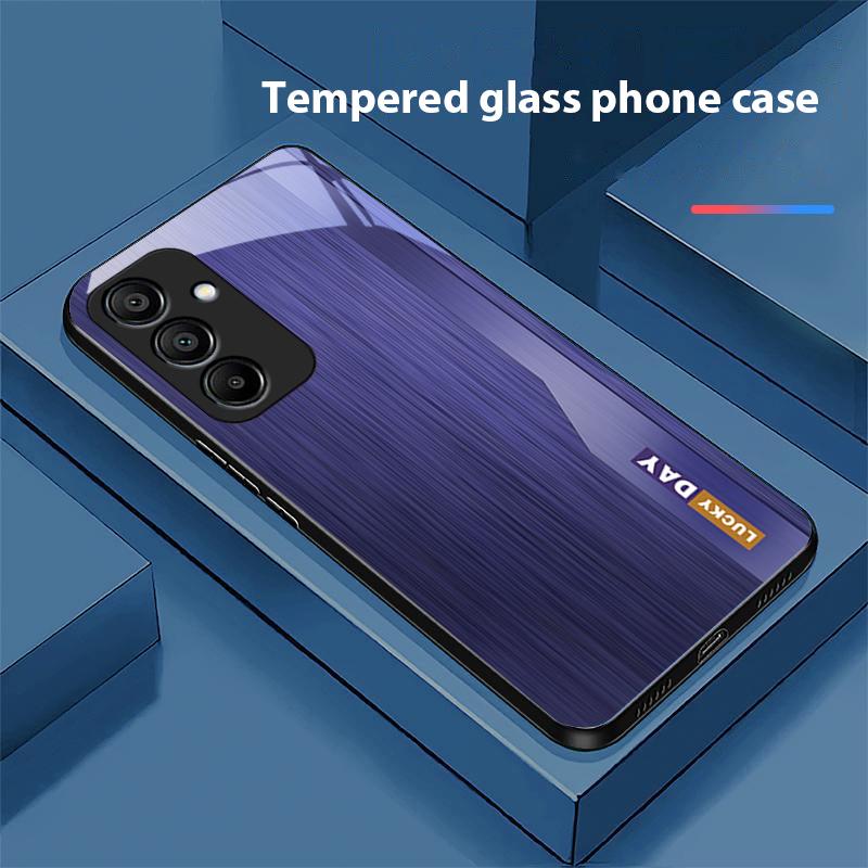 Полосатый синий под дерево для Samsung Galaxy A15 5G 54 4G 51 50 24 35 90 71 12 51 53 52S 80 22 34 Черный чехол для телефона из закаленного стекла