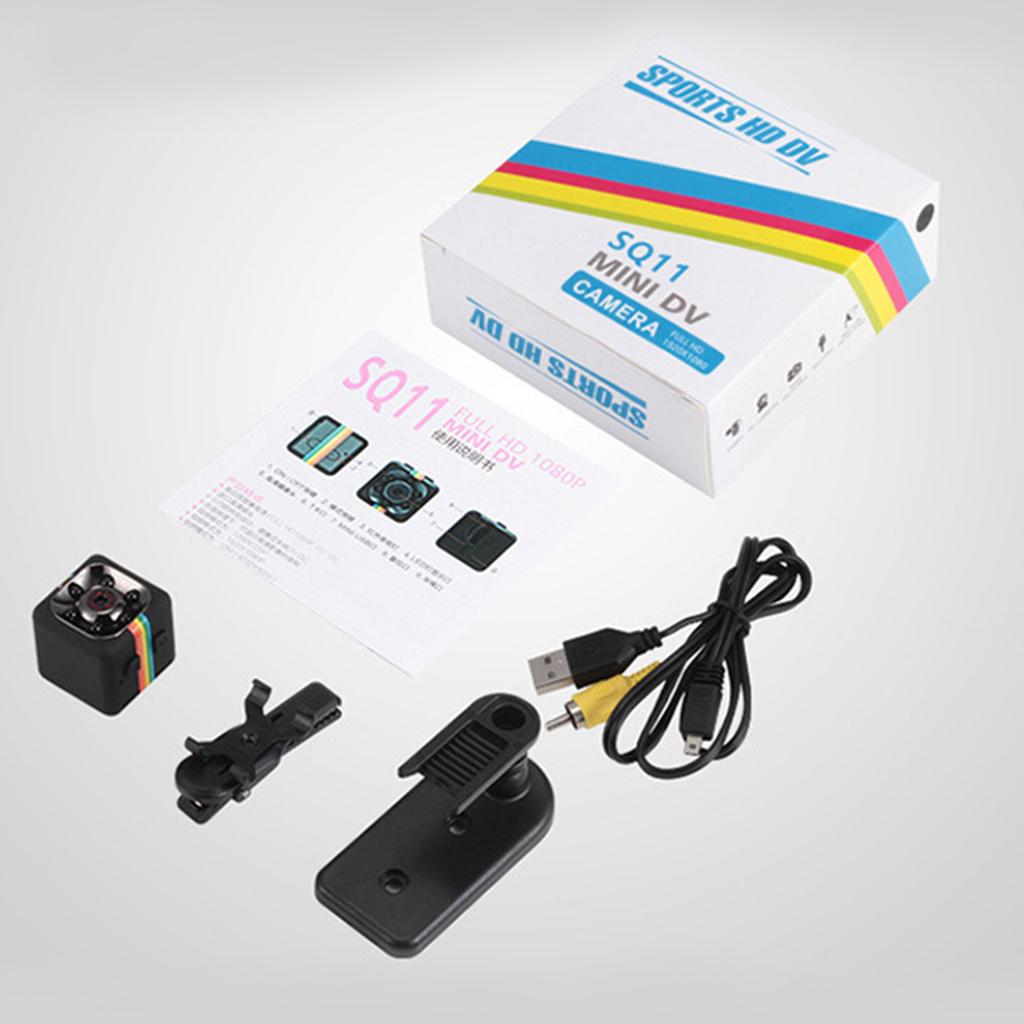 Mini SQ11 1080P HD Sports DV Camera Portable Night Vision with Motion Detection Wide Angle for Home Office