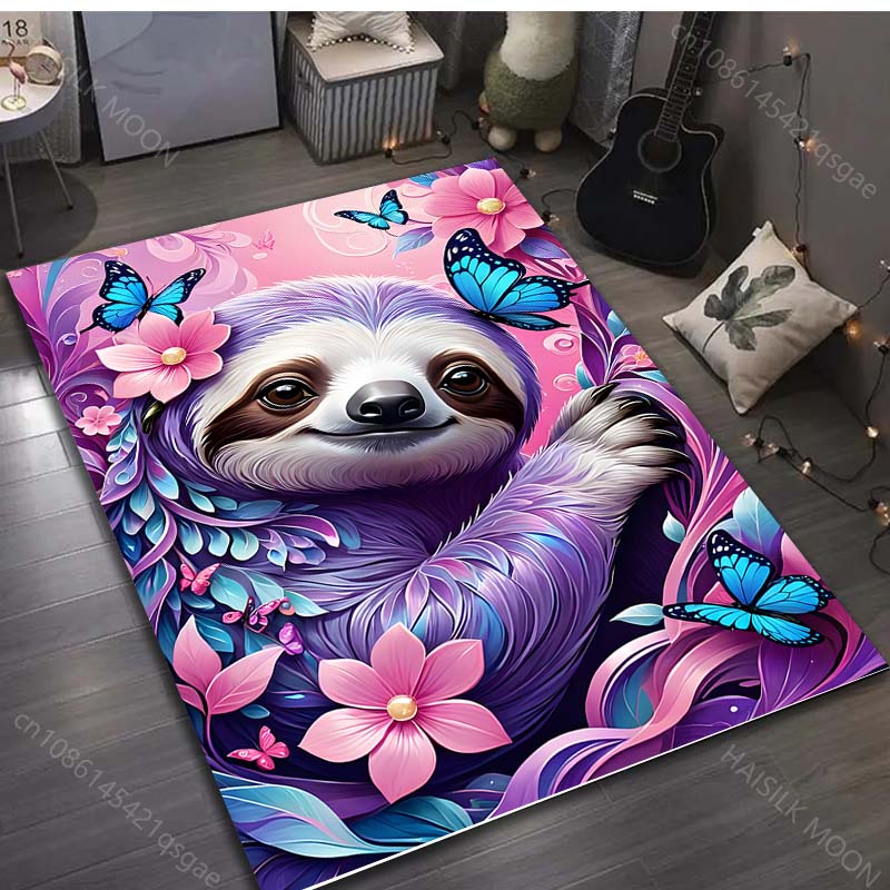 Fantasy Pink World Sloth Printed Carpet for Bedroom Living Room Bedside Sofa Floor Mat Modern Home Decor Area Rug