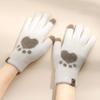 New Women Winter Keep Warm Plus Cashmere Thicken Touch Screen Cute Lovely Cat Paw Knitted Wool Gloves Drive Cycling