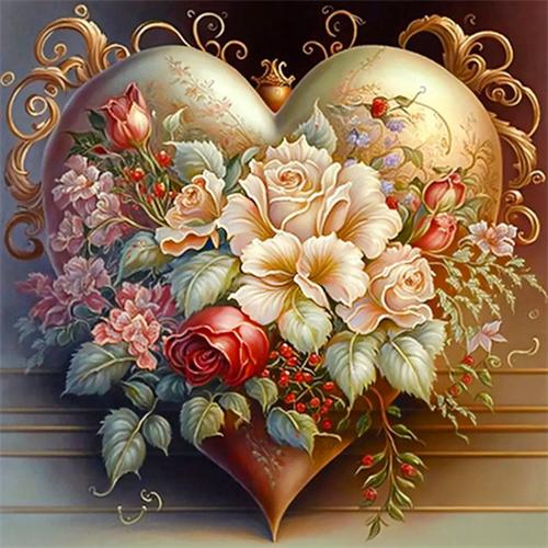 Diy Алмазная картина Сердце Цветок Домашний декор Полный квадрат Круглая вышивка Мозаика Фэнтези Пейзаж Настенное искусство