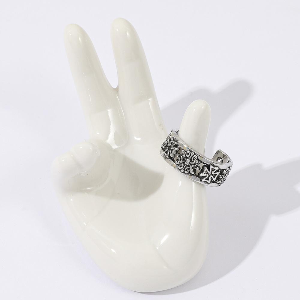 Cross Trendy Ring Hip-hop Punk Style Versatile Boyfriend Style Open Ring