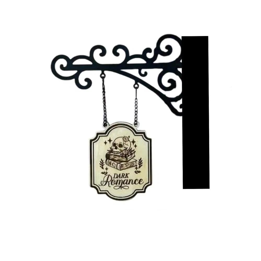 Creative Design Book Nook Sign Wood Metal Material Bookshelf Decoration Hanging Sign Study Corner