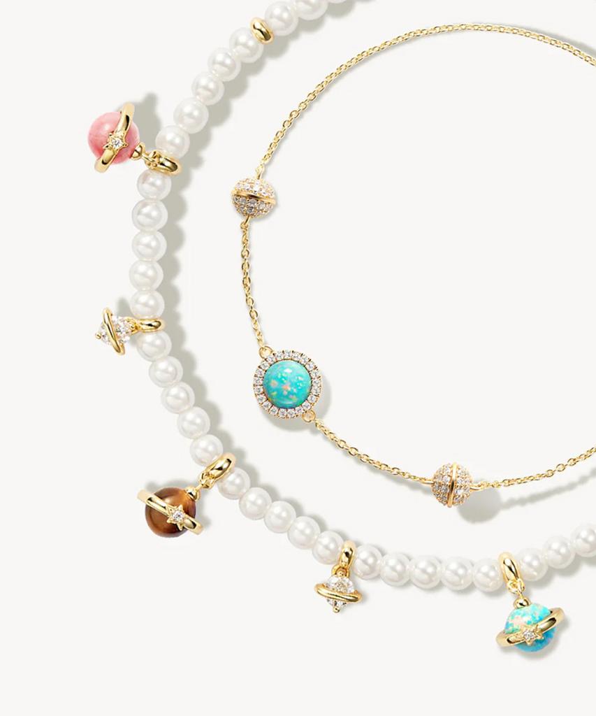 Lola Rose Heliocentric Multi Gemstone Pendant Women'S Pearl Bracelet