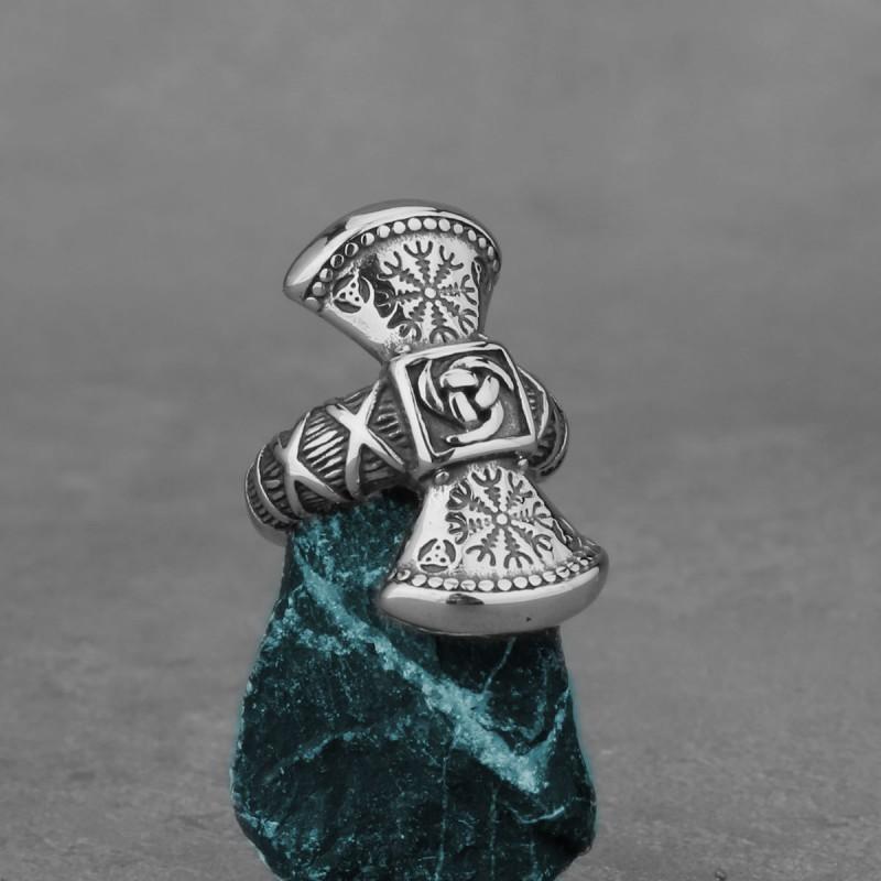 Adjustable Viking Rune Snowflake Metal Ring Men Women Retro Punk Geometric Open Band Jewelry