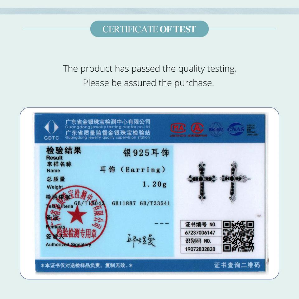 WOSTU Винтажные серьги-гвоздики из стерлингового серебра 925 пробы с крестом для женщин, крутые черные серьги-гвоздики с цирконием в стиле панк, модные украшения, подарок на вечеринку