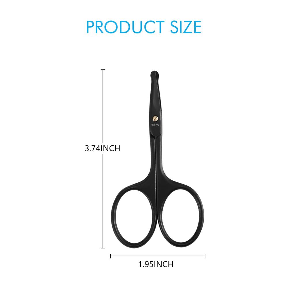 LIVINGO Nose Hair Rounded Eyebrow Premium Stainless Curved Blade Scissors, Tip, Scissors, Steel,
