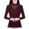 Spring New Versatile Slim Fit Women's Half-high Neck Fashionable Hot Diamonds On The Outside and Inside Base Shirt