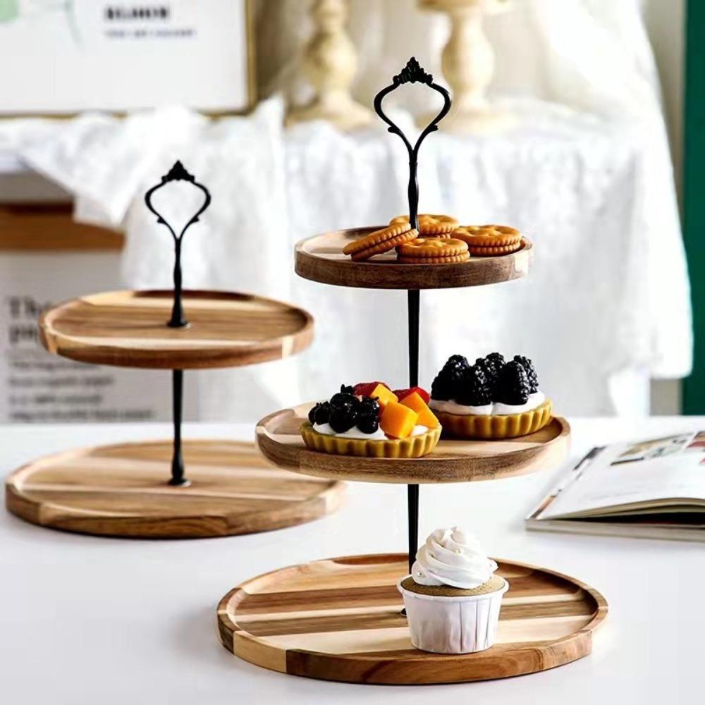 2/3-layer Decorative Cake Stand Wooden Material Snack Dish New Dessert Display Rack Tea Party