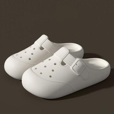 Летние мюли с круглым носком, пляжные тапочки для женщин, однотонные 2024, женская обувь, тапочки с мягкой подошвой, новые плоские нескользящие сандалии для отдыха на открытом воздухе