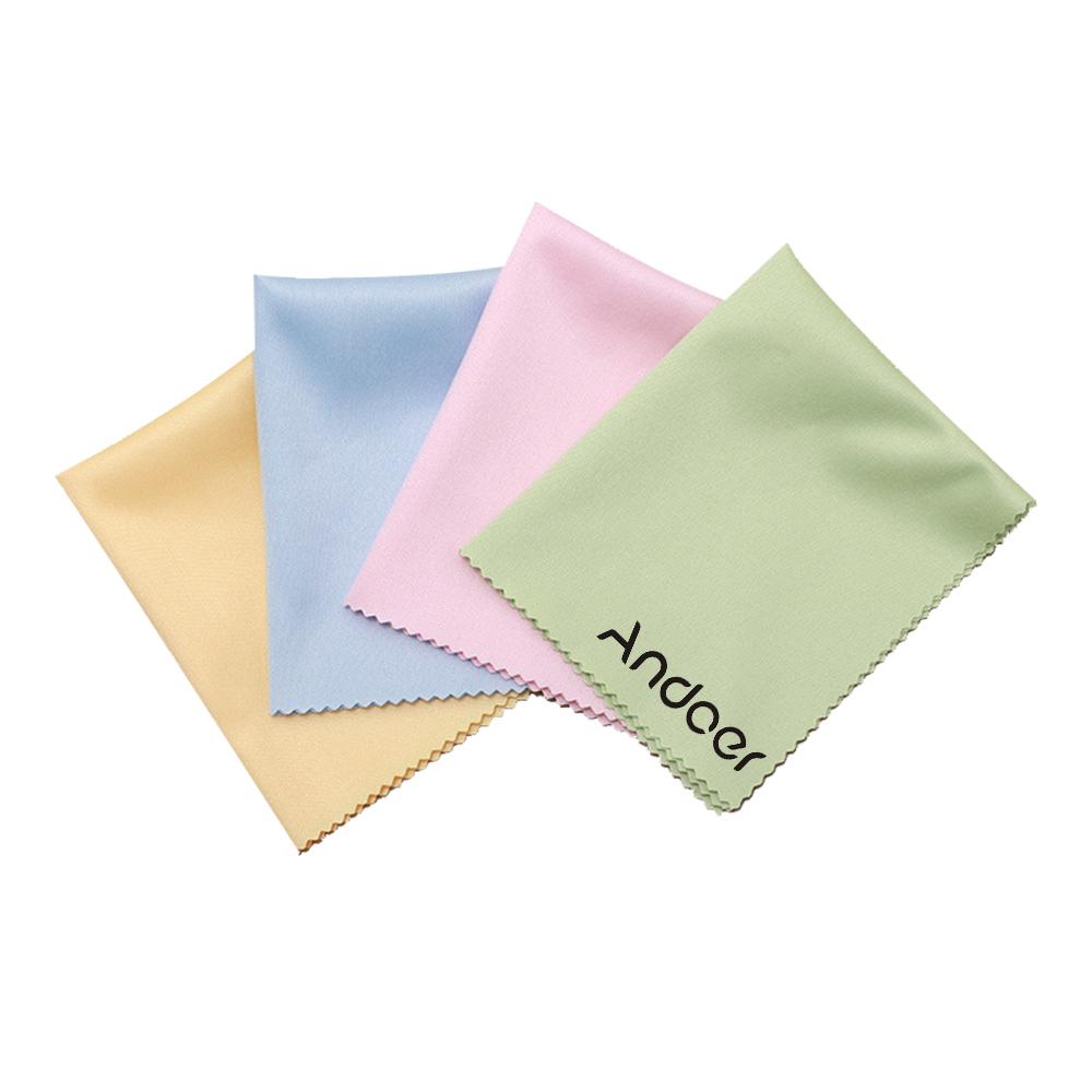 Andoer Салфетка для чистки очков из микрофибры 10*10 см 4 шт. Салфетка для очистки экрана Премиум-ткань для