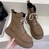 Thick-soled Women's Boots Winter New Casual All-match Comfortable Side Zipper PU Leather Warm Ankle Boots Female Non-slip