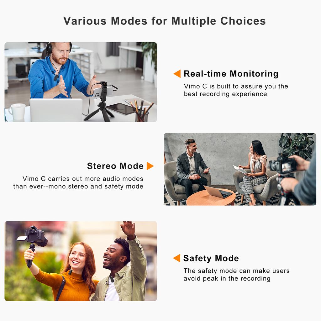 Беспроводная микрофонная система COMICA Vimo C2 с 1 приемником и 2 микрофонами, дальность передачи 200 м, 4