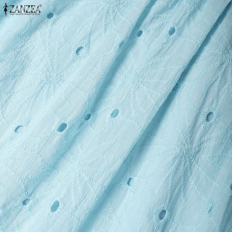 ZANZEA Женское повседневное летнее платье с отложным воротником, пэчворк, крючком, с коротким рукавом