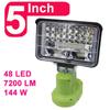 5" 48LED 144W Cordless LED Work Light For RYOBI 14.4V 18V Lithium Nickel One+ Battery P108