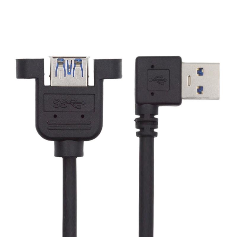 Высокоскоростной USB 3.0 удлинительный кабель 5 Гбит/с с адаптером под прямым углом/прямой головкой, штекер-розетка, дизайн с ушками для надежного крепления