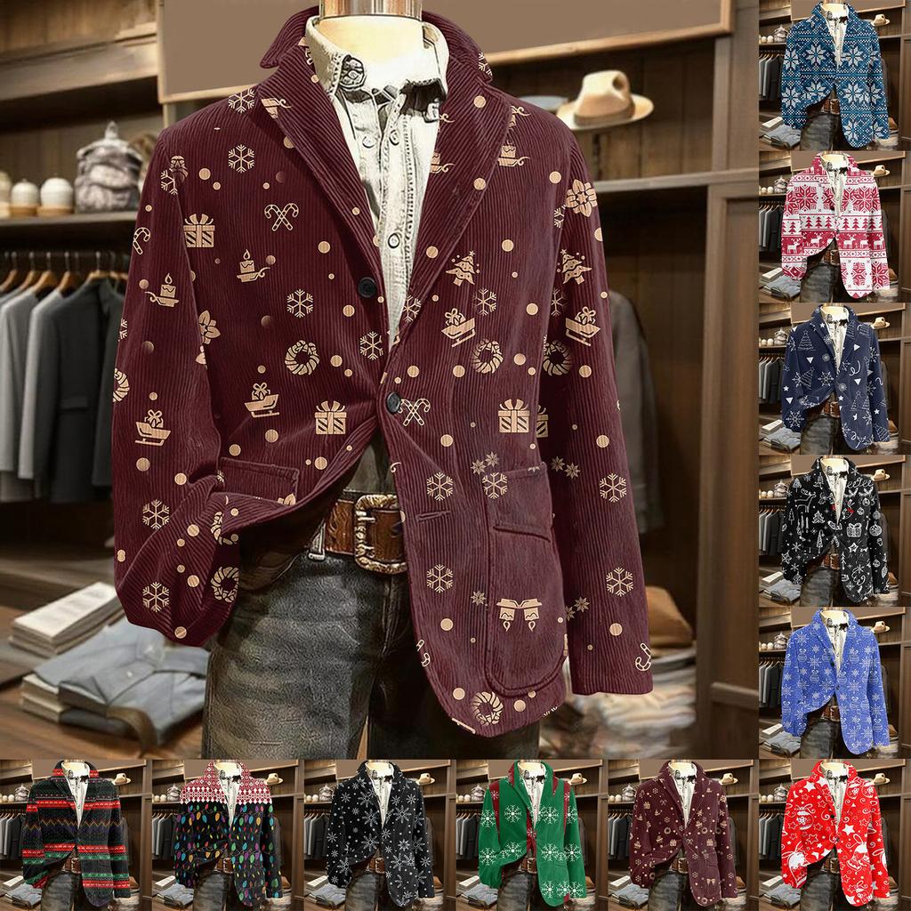 Мужской уродливый рождественский вельветовый теплый карманный пиджак-кардиган, мужской повседневный костюм
