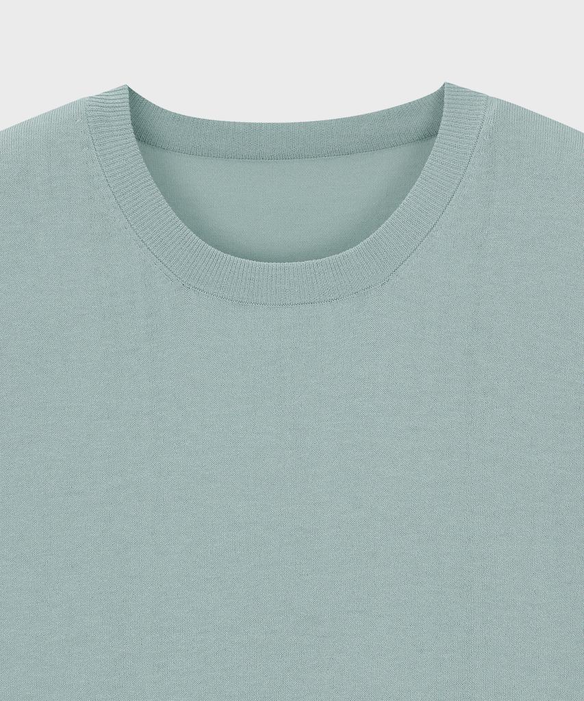 BASIC HOUSE Uni Cotton Round Neck Short Sleeve Knit Mint Lwkt3101