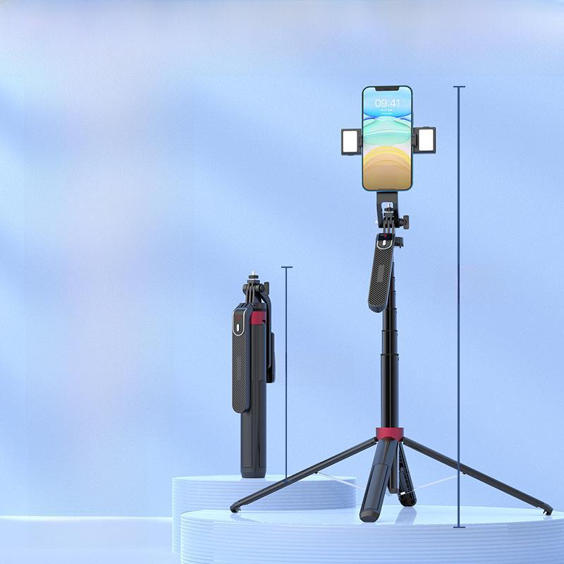 Ручной стабилизатор P185: Алюминиевый сплав Мобильная камера Quadripod & Bluetooth Selfie Stick с заполняющим светом