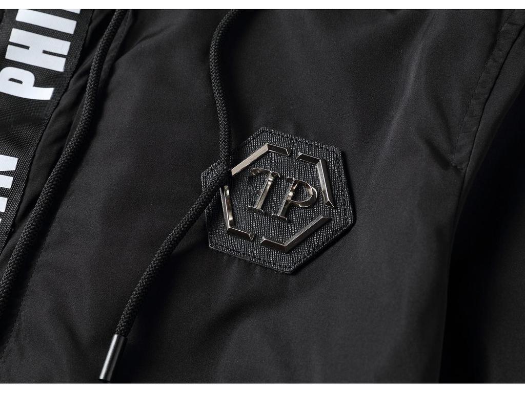 Мужская черная ветровка с капюшоном Philipp Plein - Коллекция Осень/Зима