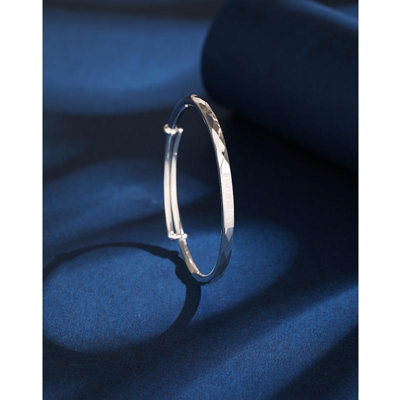 Lucky Sterling Silver Bracelet S999 Full Silver Youth Solid Sliding Silver Bracelet 2023 New Summer Women's Bracelet