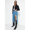 Blue Slit Midi Denim Skirt Twoaw24et00086